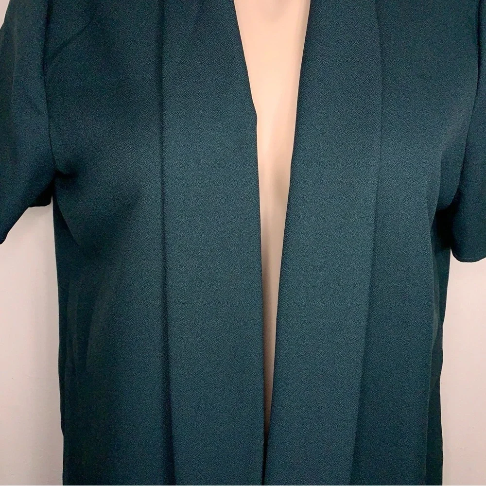 Vintage Petite 18 Jason Cody Deep Green Short Sleeve Shrug Blazer Top Open Front